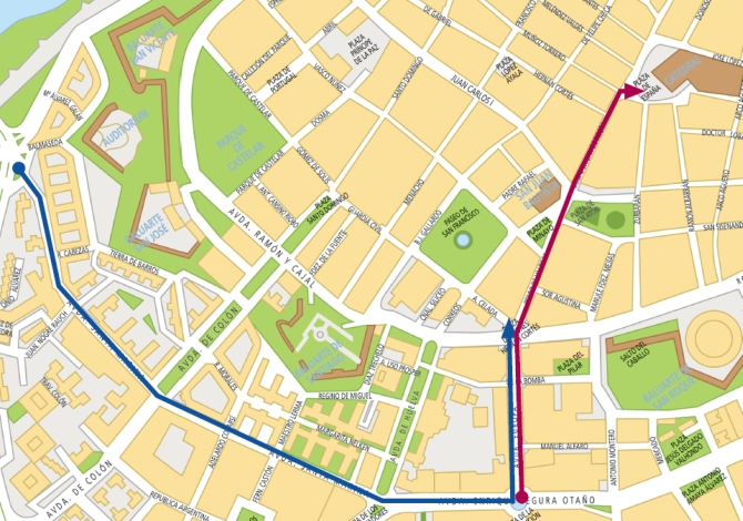 Mapa de los desfiles del Carnaval de Badajoz