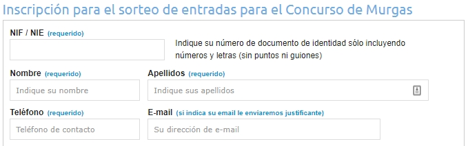 Inscripción Sorteo entradas para el Concurso de Murgas