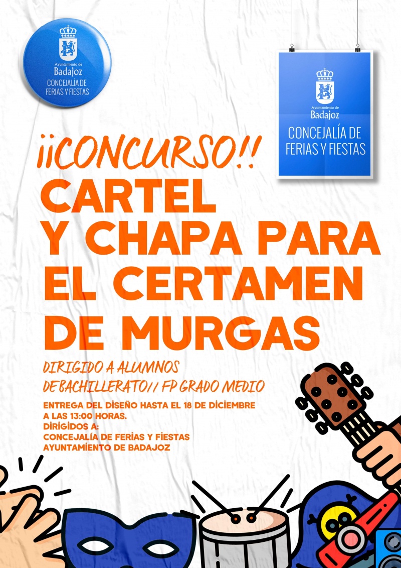 Concurso Cartel Anunciador y Chapa para el Certamen de Murgas del Carnaval de Badajoz