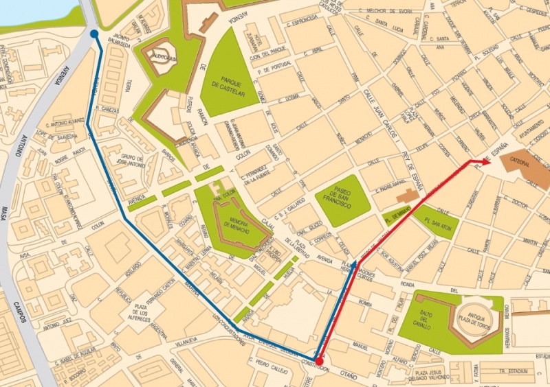 Recorrido del Desfile de Comparsas Carnaval de Badajoz 2022