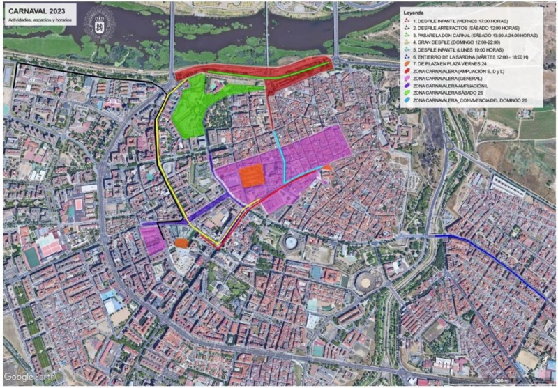 Mapa de zonas carnavaleras