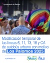 Modificacin de las lneas de autobs urbano con motivo de Los Palomos 2025